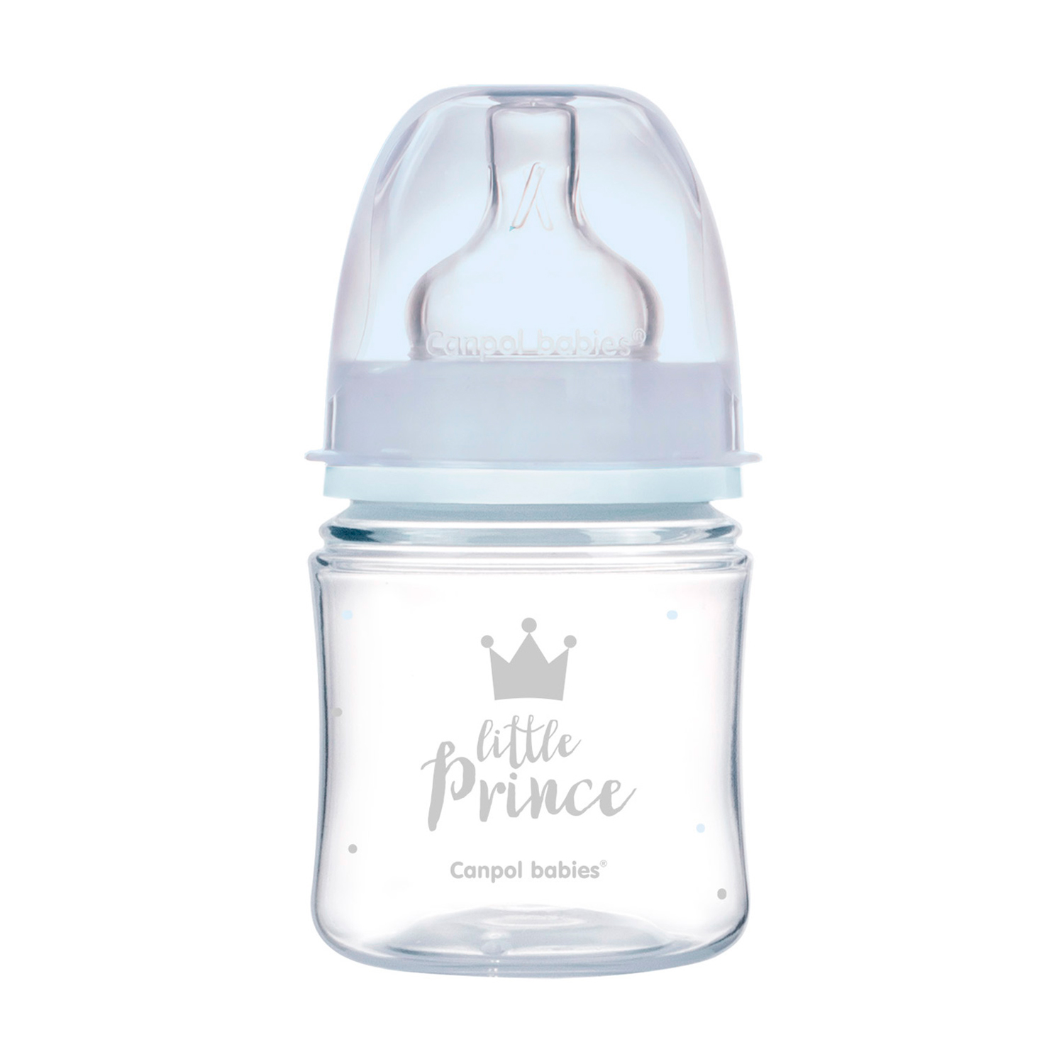 Антиколькова пляшечка для годування Canpol Babies PP Easystart Royal Baby, з широким отвором, синя, від народження, 120 мл (35/233_blu)