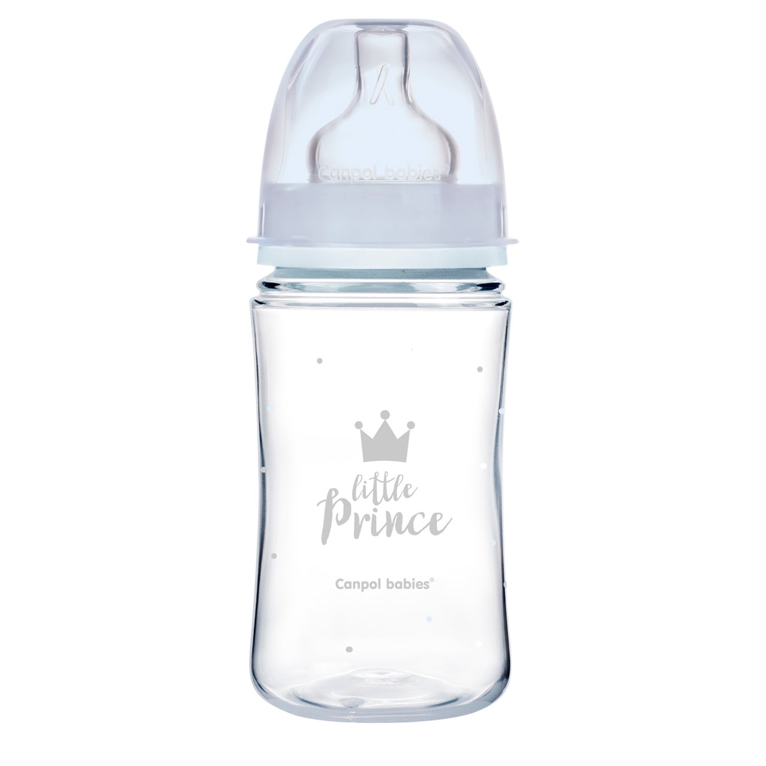 Антиколькова пляшечка для годування Canpol Babies PP Easystart Royal Baby, з широким отвором, синя, 3+ місяців, 240 мл (35/234_blu)